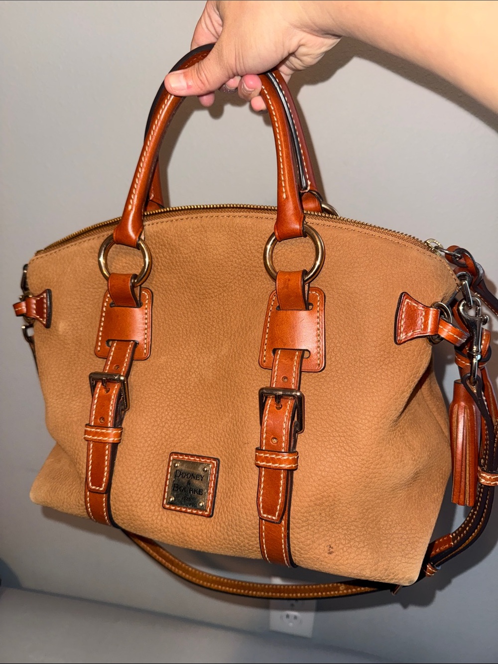 Dooney & Bourke Caramel Brown Pebble Leather Shoulder Bag - Picture 7 of 7
